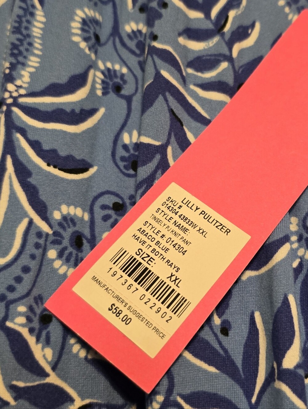 Lilly Pulitzer NWOT Tinsley Knit PJ Pants Abaco Blue In Have It Both Rays. XXL - Picture 7 of 8